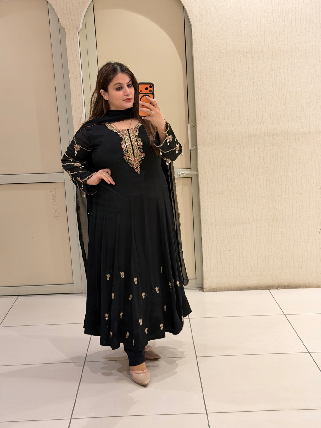 Black Chinon Handwork Dress (M–XXL)