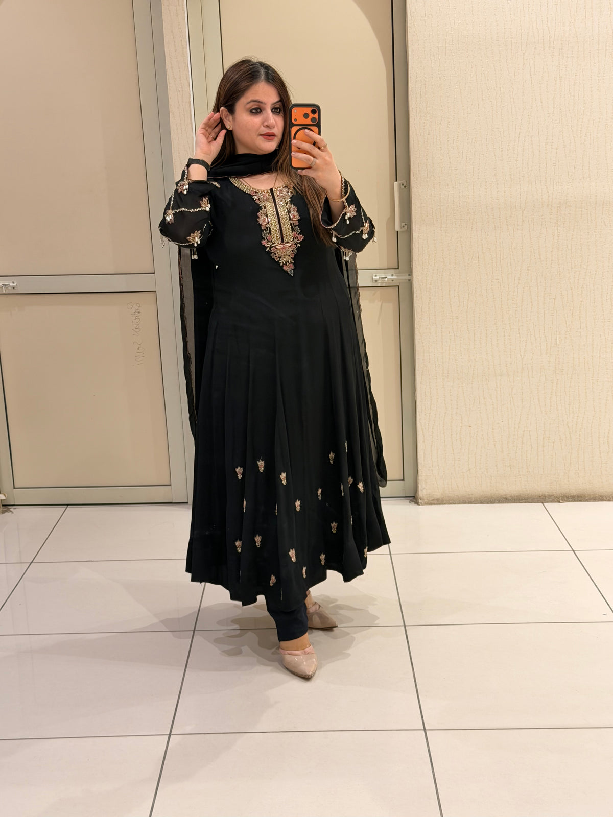 Black Chinon Handwork Dress (M–XXL)