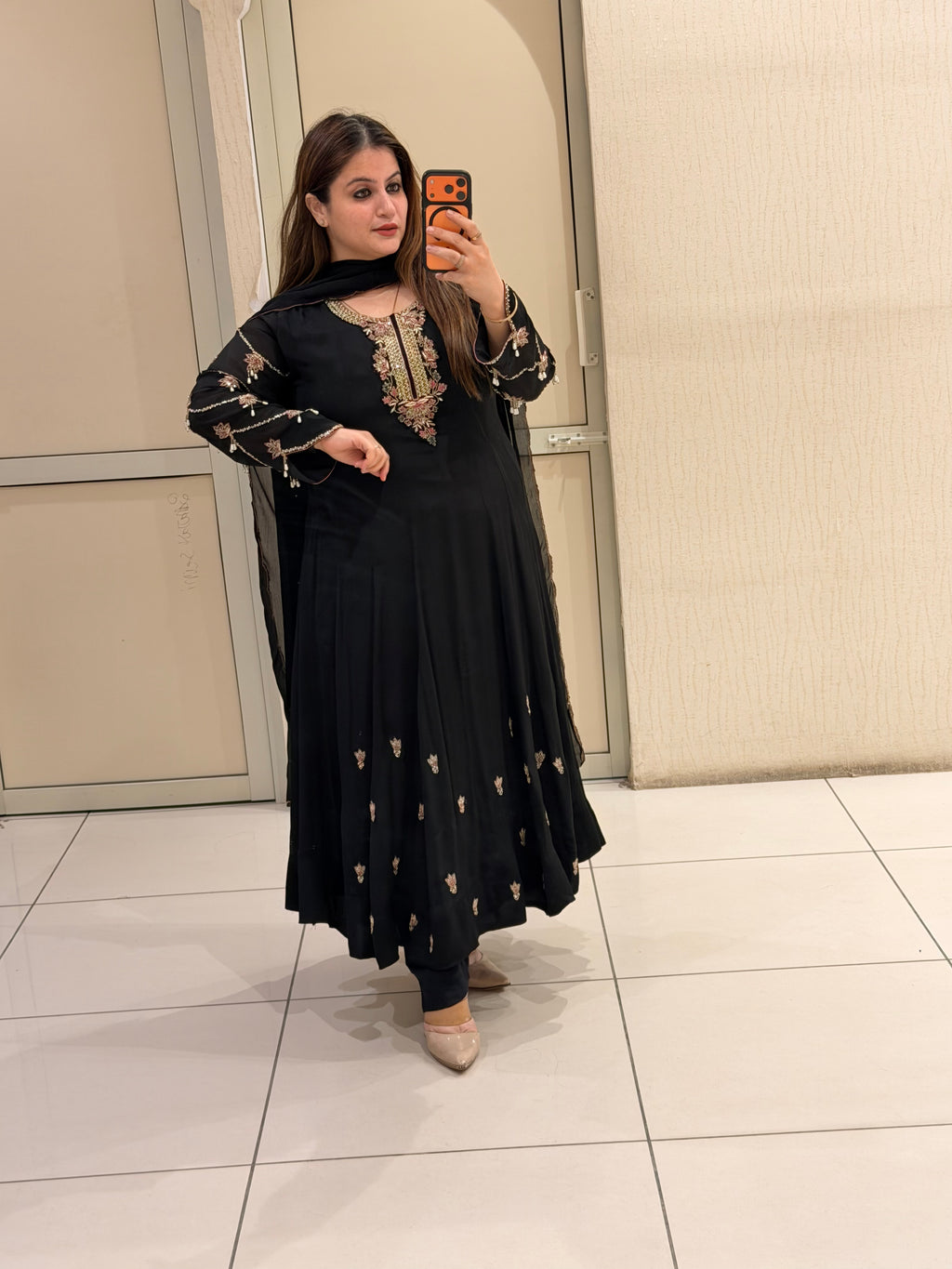 Black Chinon Handwork Dress (M–XXL)