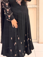 Black Chinon Handwork Dress (M–XXL)