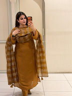 Mustard Embroidered Suit Set (M–3XL)