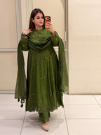 Olive Green Embroidered Suit Set (M–XXL)