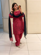 Pink Crepe Farsi Embroidered Suit (Free Size till XL)