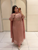 Blush Pink Chinon Embroidered Suit (L–XXL)