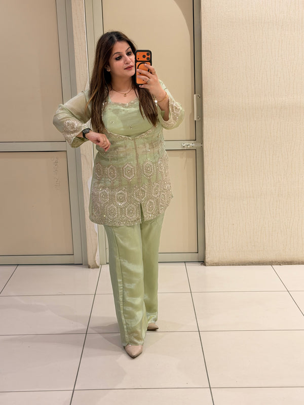 Pastel Green Embroidered Suit Set (M–XXL)