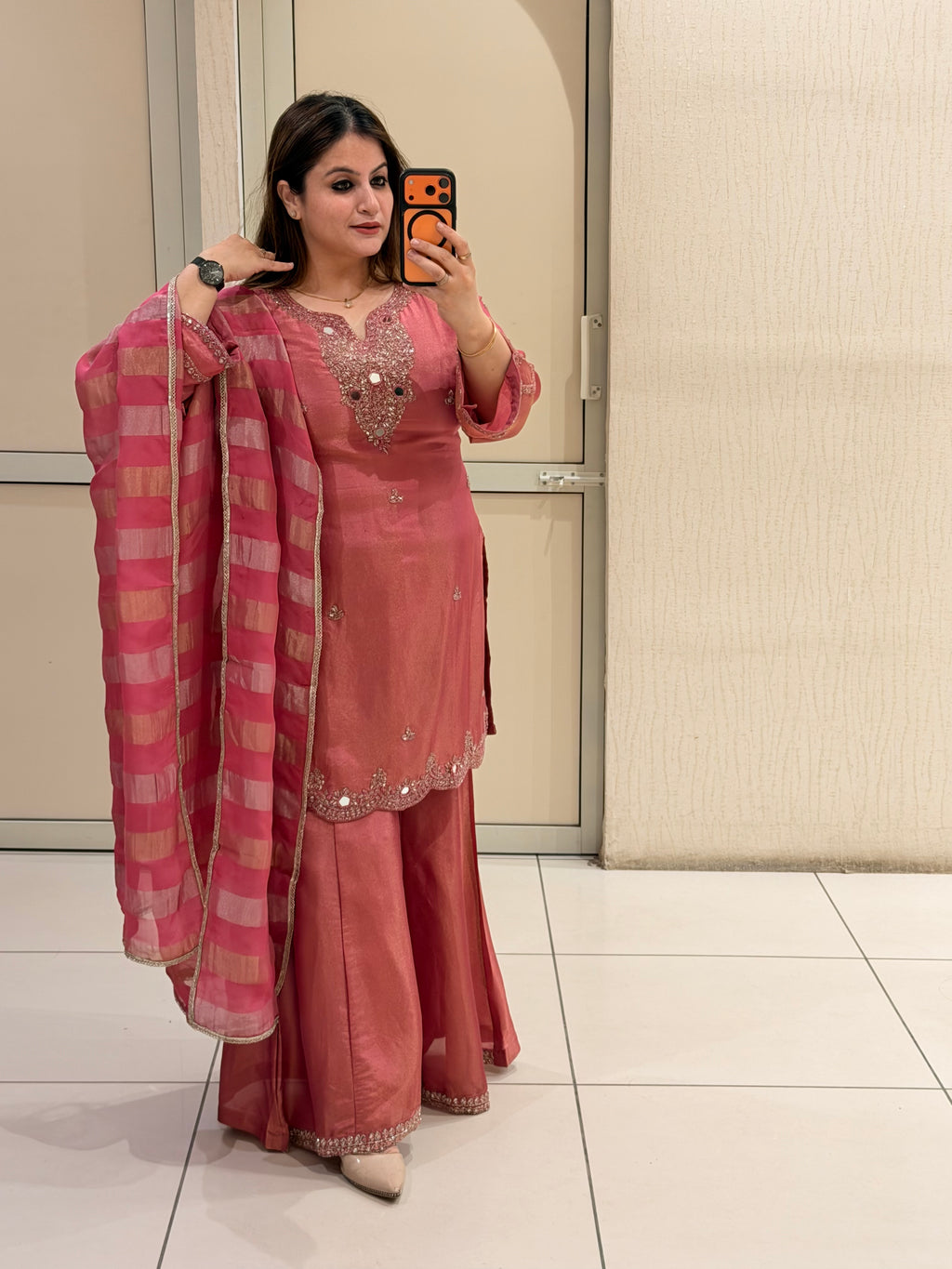Pink Embroidered Suit Set (M–XXL)