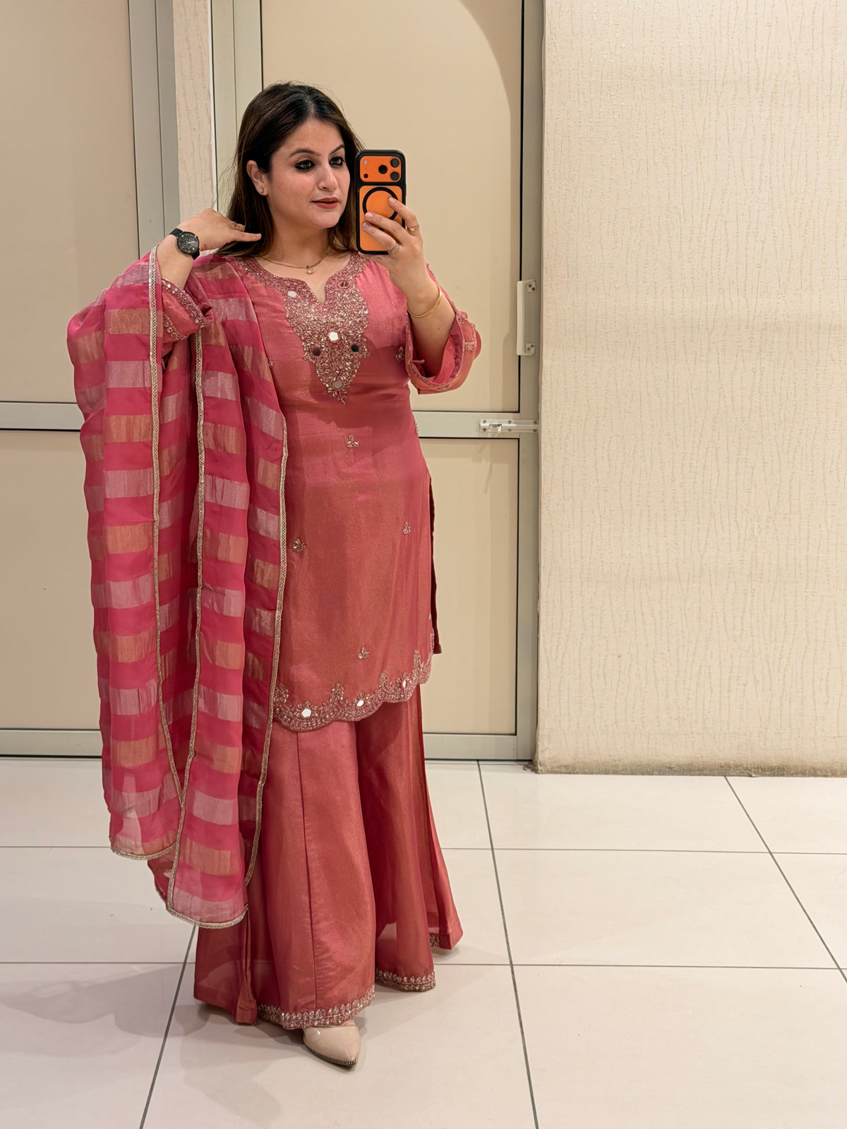 Pink Embroidered Suit Set (M–XXL)