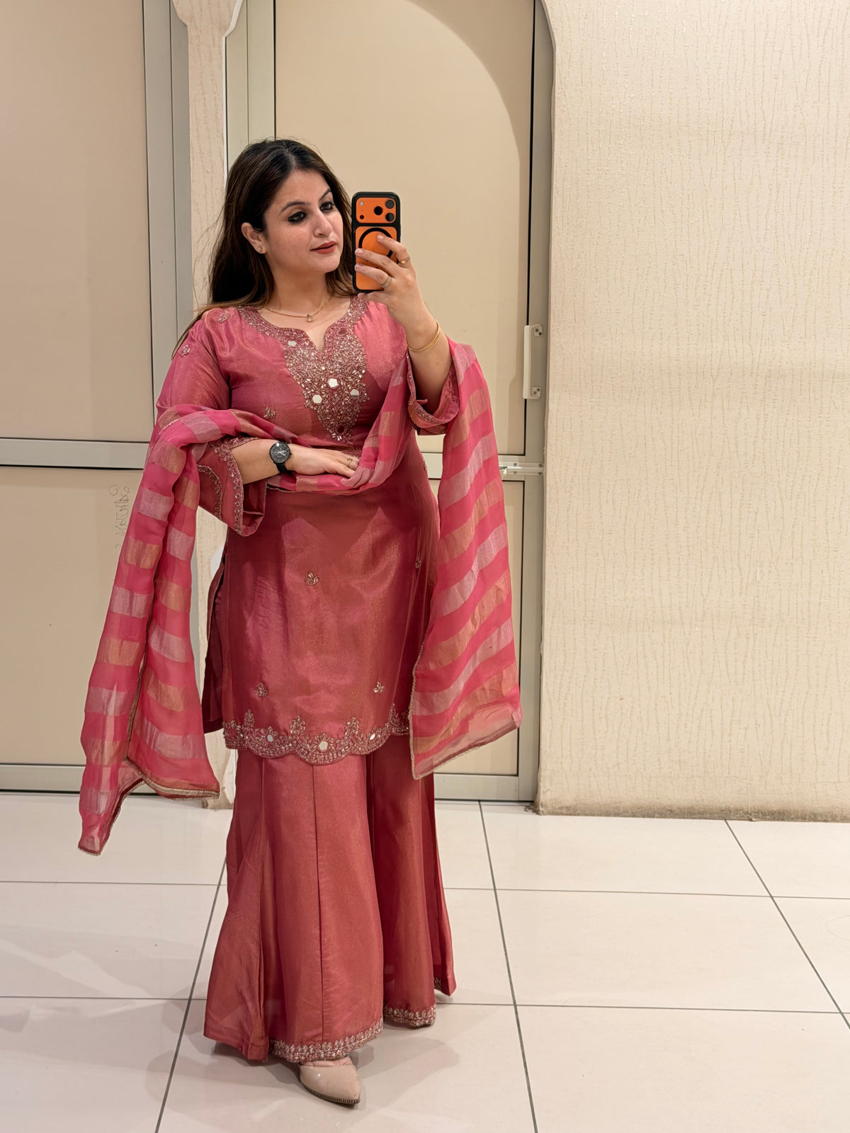 Pink Embroidered Suit Set (M–XXL)