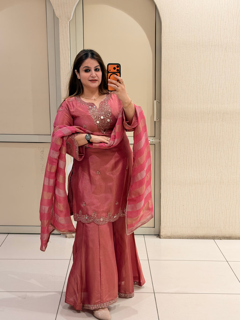 Pink Embroidered Suit Set (M–XXL)