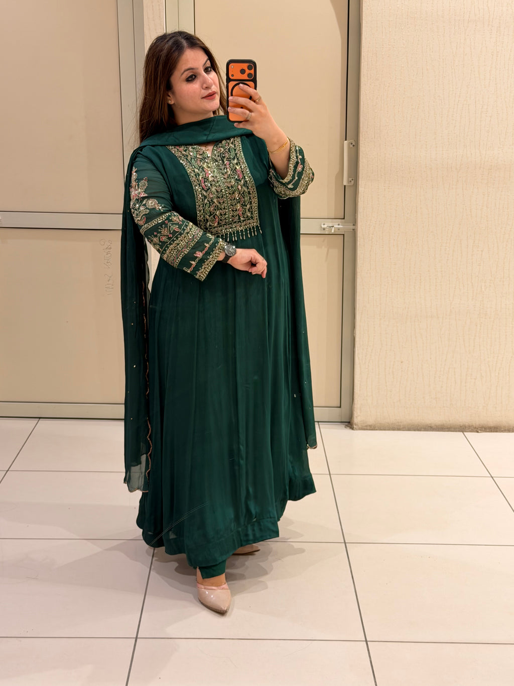 Bottle Green Chinon Embroidered Suit (M–3XL)
