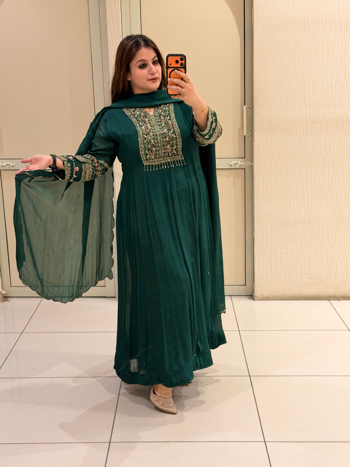 Bottle Green Chinon Embroidered Suit (M–3XL)