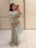 Pastel Green Pure Soft Organza Embroidered Suit (M–XXL)