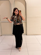 Black Silk Indo-Western Embroidered Set (L–XL)