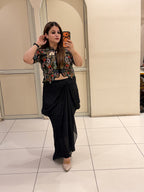 Black Silk Indo-Western Embroidered Set (L–XL)
