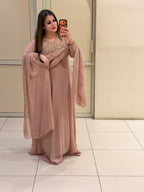 Blush Pink Pure Georgette Embroidered Suit  (Free Size till XL)