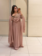 Blush Pink Pure Georgette Embroidered Suit  (Free Size till XL)