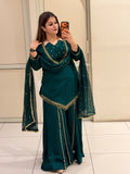 Dark Green Chinon Embroidered Suit (M–XXL)