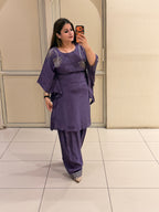 Purple Crepe Farsi Handwork Suit (M–XXL)