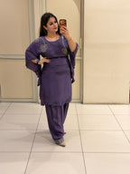 Purple Crepe Farsi Handwork Suit (M–XXL)