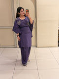 Purple Crepe Farsi Handwork Suit (M–XXL)