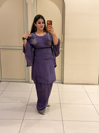 Purple Crepe Farsi Handwork Suit (M–XXL)