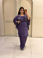 Purple Crepe Farsi Handwork Suit (M–XXL)