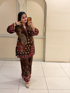 Brown Crepe Printed Coord Set (M–XXL)