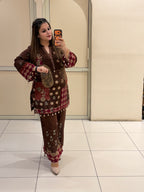 Brown Crepe Printed Coord Set (M–XXL)