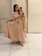 Exclusive Peach Mul Embroidered Suit (M–XXL)