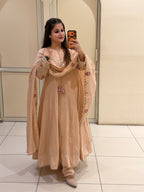 Exclusive Peach Mul Embroidered Suit (M–XXL)