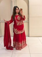 Red Heavy Embroidered Suit (XXL–5XL)