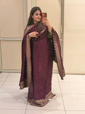 Wine  Banarasi Silk Unstitched Suit