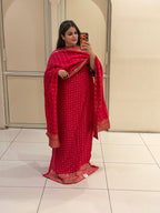 Rani Banarasi Silk Unstitched Suit