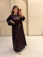 Dark Grape Wine Satin Silk Dress (Free Size till XL)