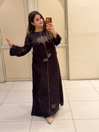 Dark Grape Wine Satin Silk Dress (Free Size till XL)