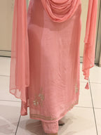 Pakistani Pure Crepe Handwork 3-Piece Dress (Free Size till XL)
