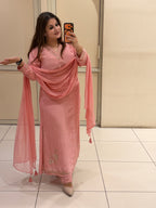 Pakistani Pure Crepe Handwork 3-Piece Dress (Free Size till XL)