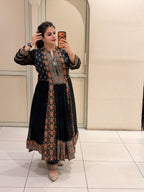 Black Pure Georgette Embroidered Suit (M–XXL)