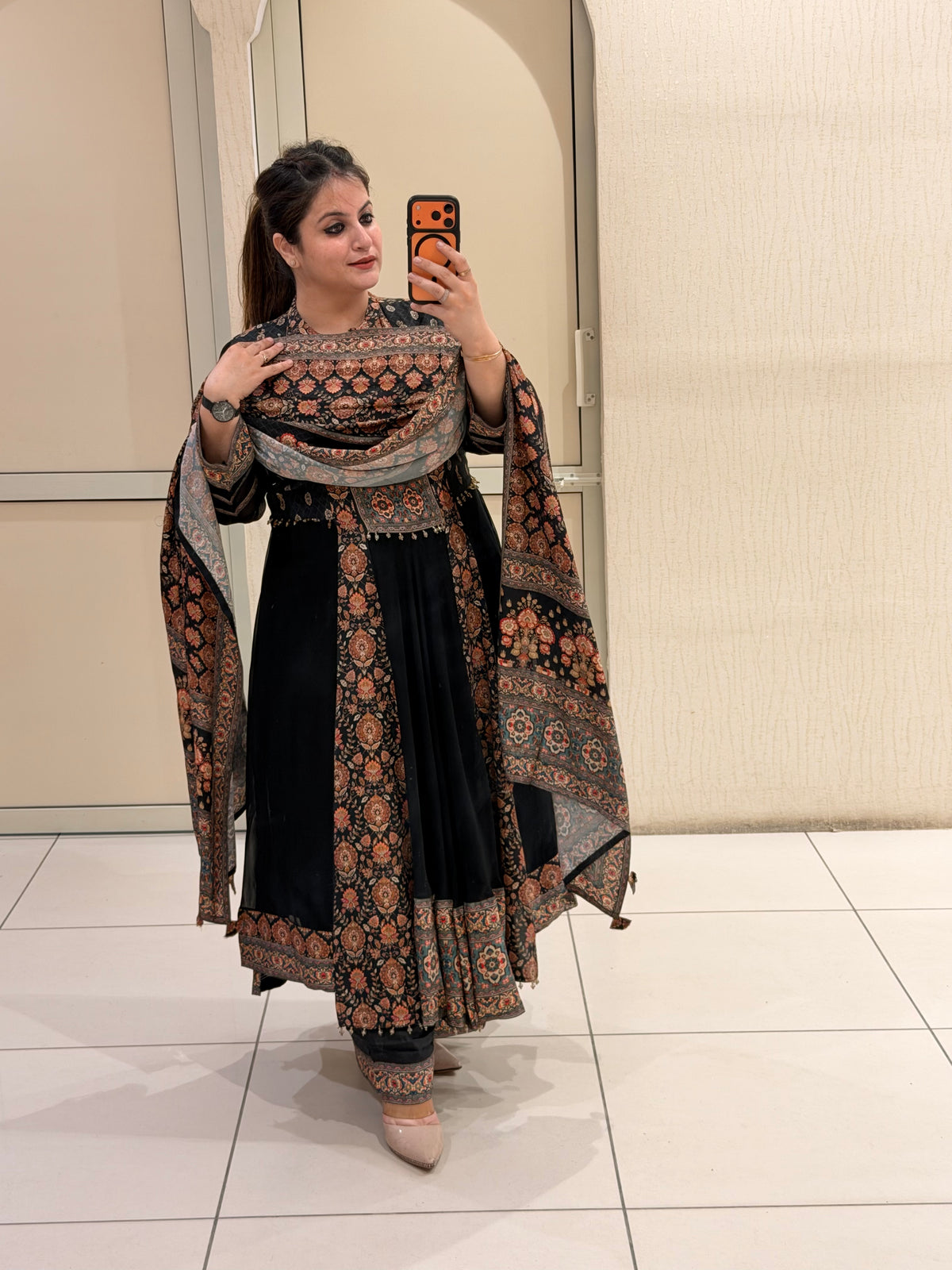 Black Pure Georgette Embroidered Suit (M–XXL)