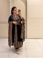 Black Pure Georgette Embroidered Suit (M–XXL)