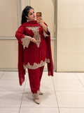 Luxe Red Pure Fabric Handwork Dress (Free Size till XXL)