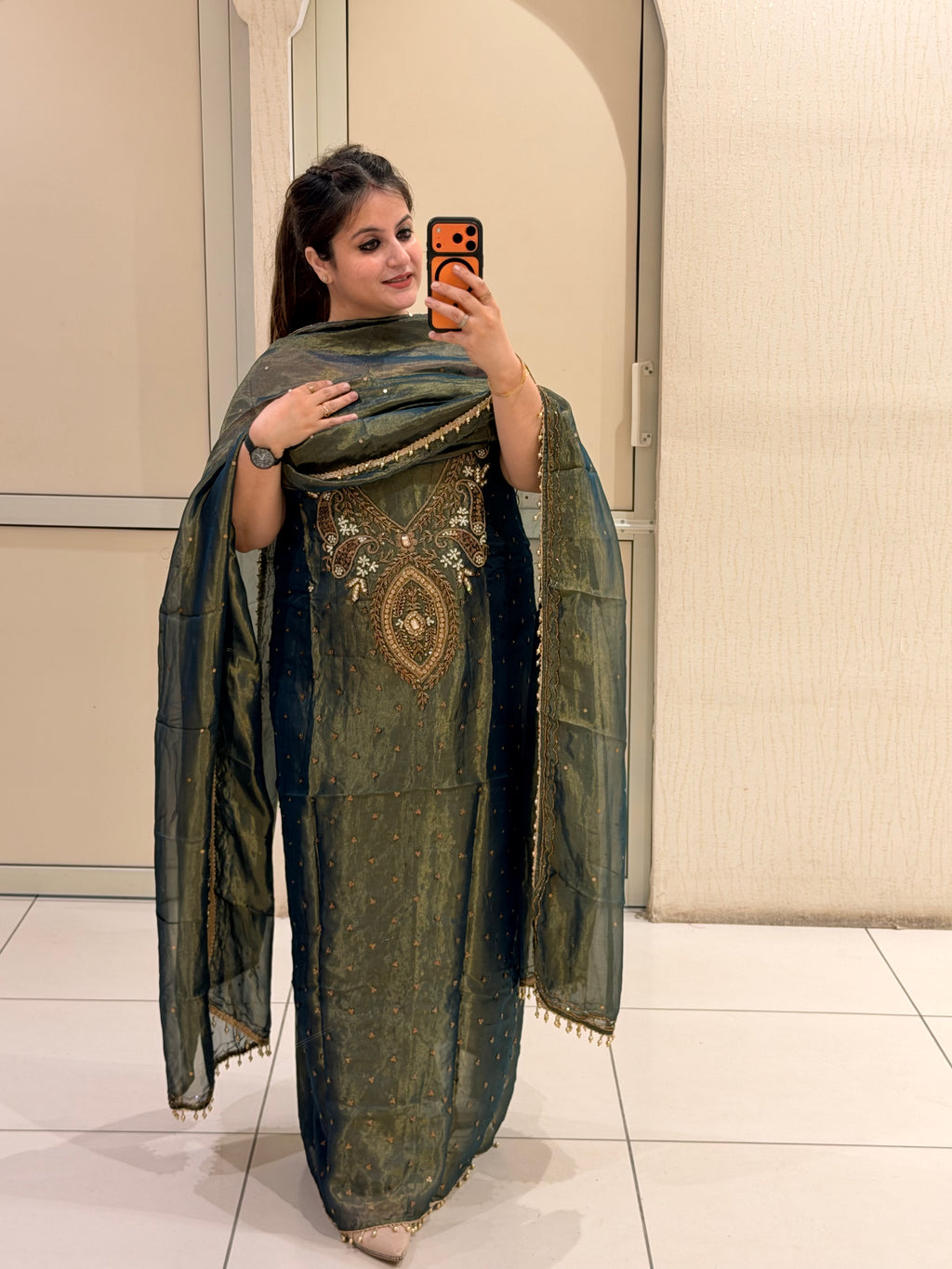 Premium Unstitched Handwork Partywear Suit