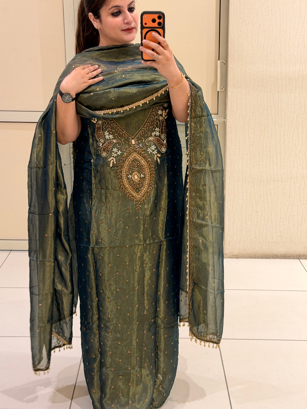 Premium Unstitched Handwork Partywear Suit