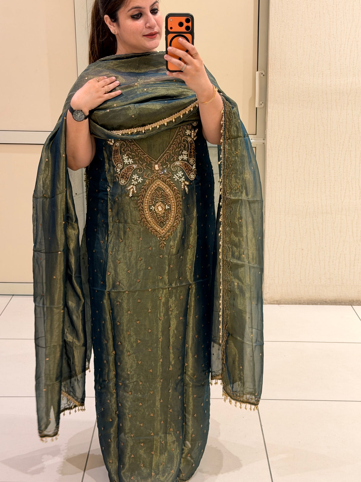 Premium Unstitched Handwork Partywear Suit