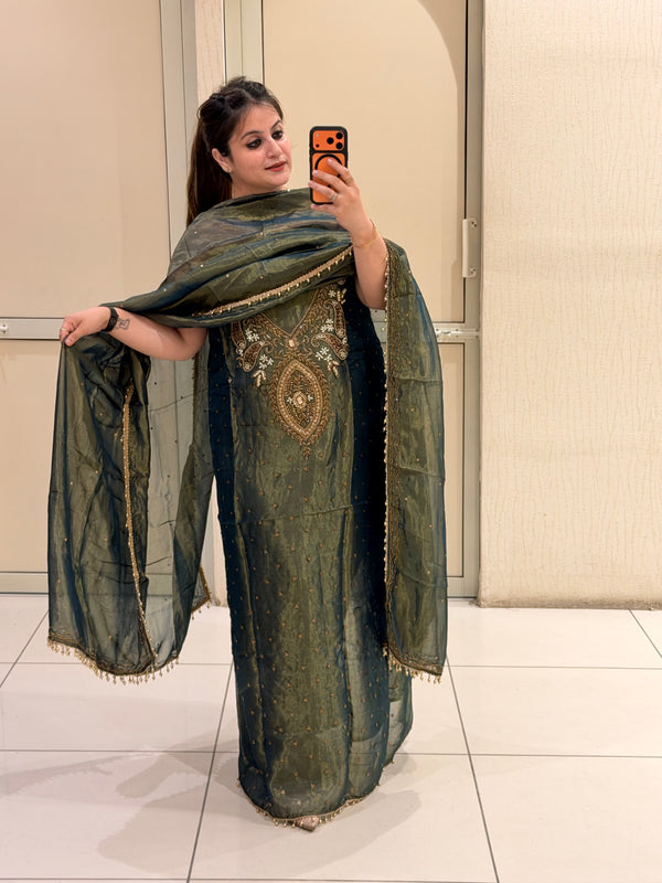 Premium Unstitched Handwork Partywear Suit