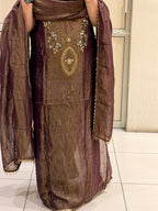 Premium Maroon Unstitched Handwork Partywear Suit