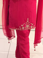 Premium Crepe Handwork Suit Set with Dupatta – Rani Pink