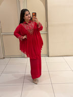 Rani Pink Pure Chinon Handwork Dress (M–XXL)
