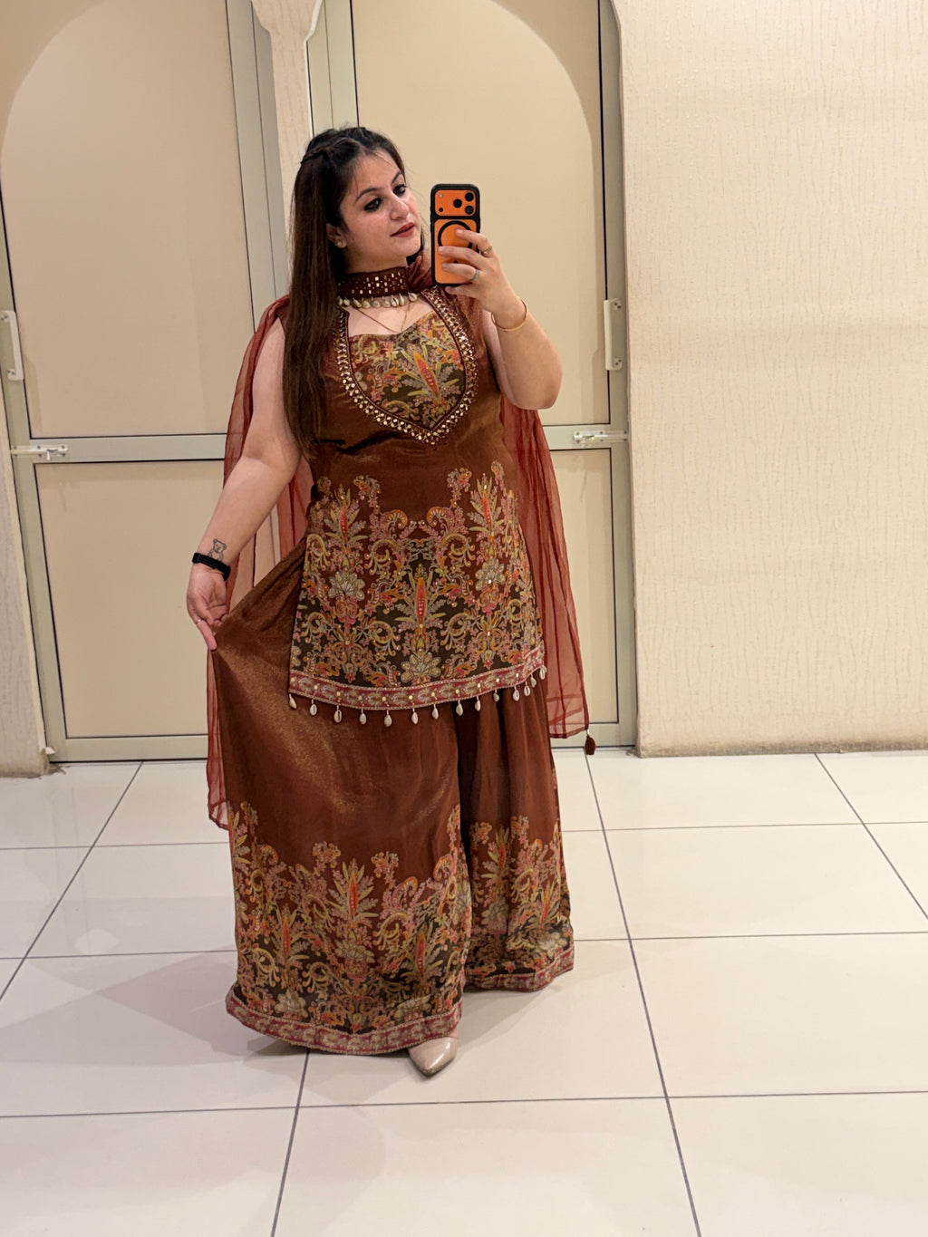 Brown Partywear Designer Dress Set (M–XXL)