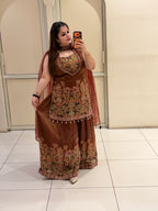 Brown Partywear Designer Dress Set (M–XXL)